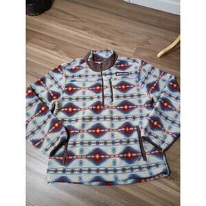 Burlebo Mens Mountain Fleece Sherpa - Quarter Zip - Arizona Aztec Medium